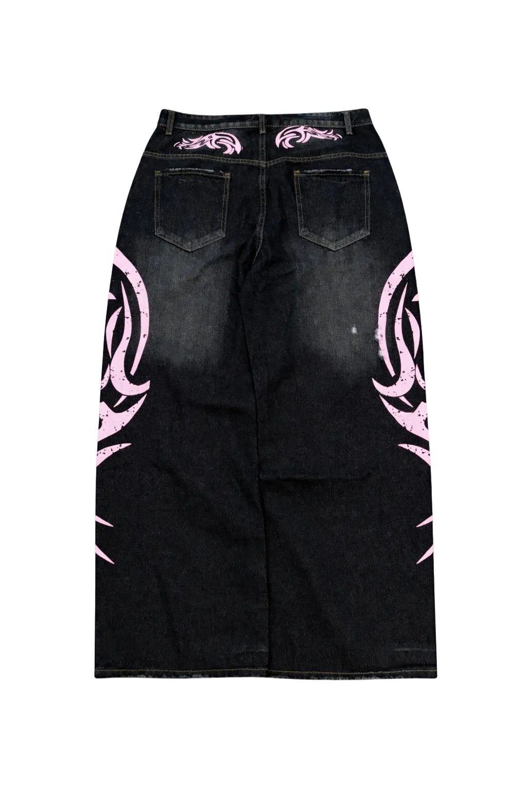 Retro Printed Baggy Denim Jeans
