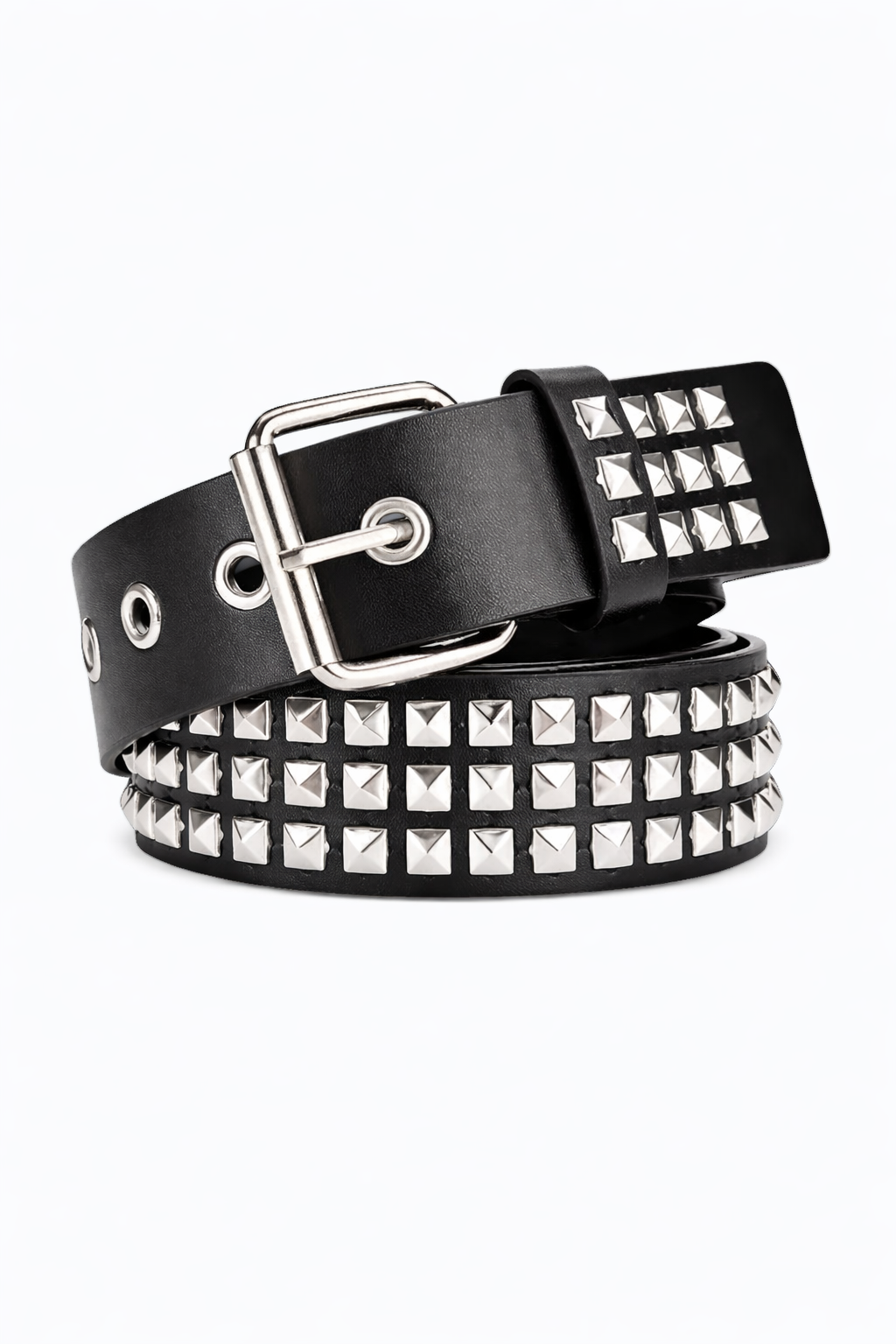 Black Leather Studded Belt
