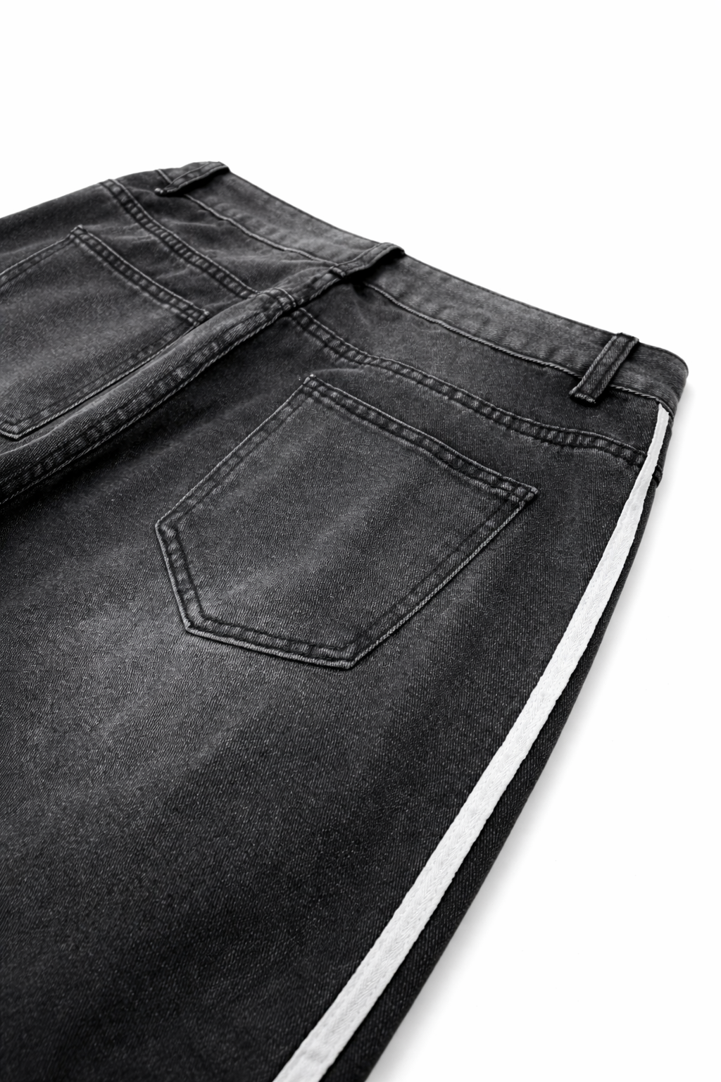 Black Baggy Track Denim Jeans