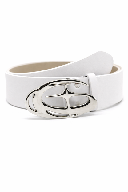 Ceinture en cuir avec boucle argentée