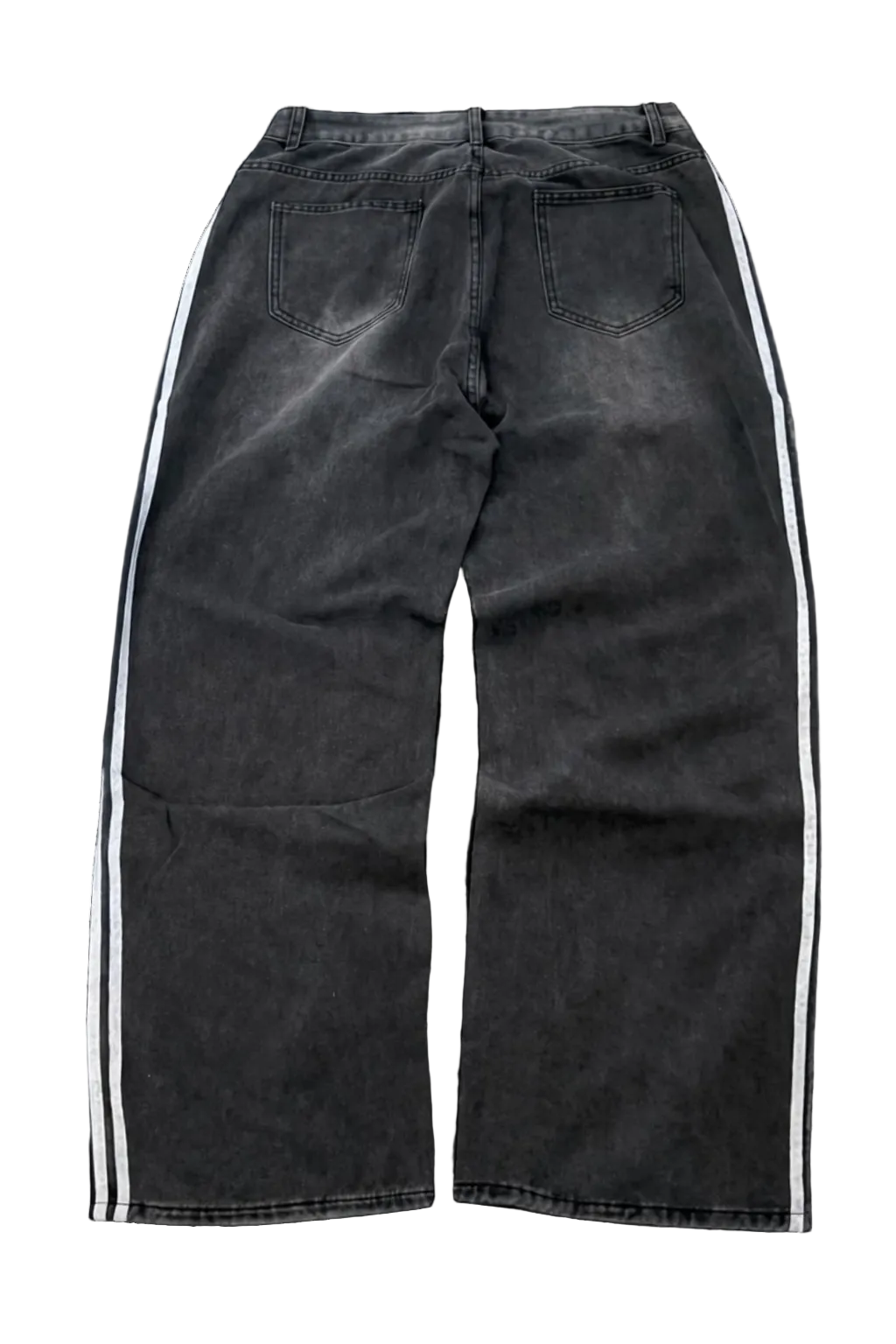Black Baggy Track Denim Jeans
