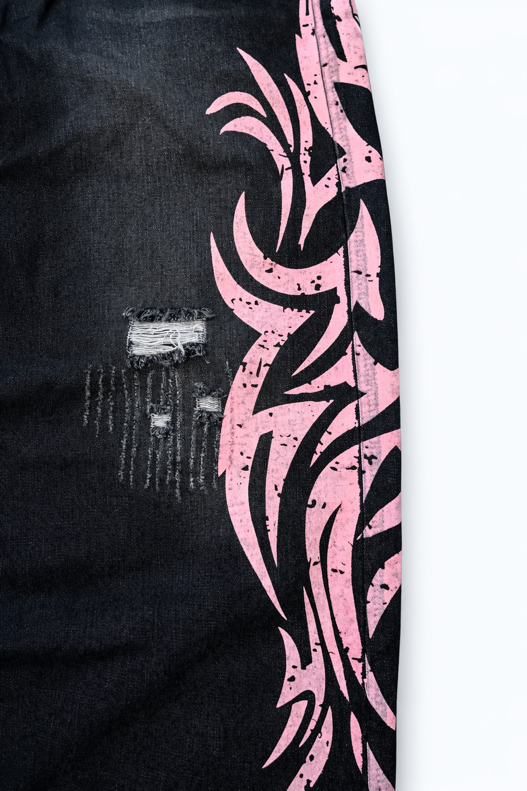Retro Printed Baggy Denim Jeans
