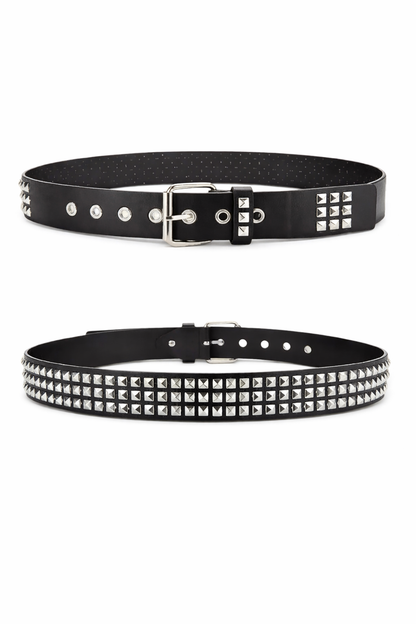 Black Leather Studded Belt