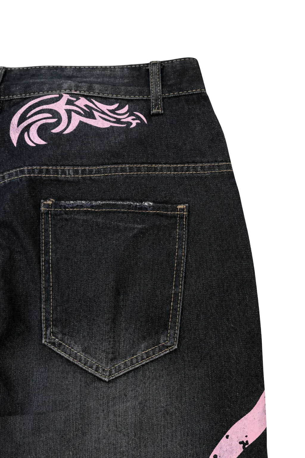 Retro Printed Baggy Denim Jeans