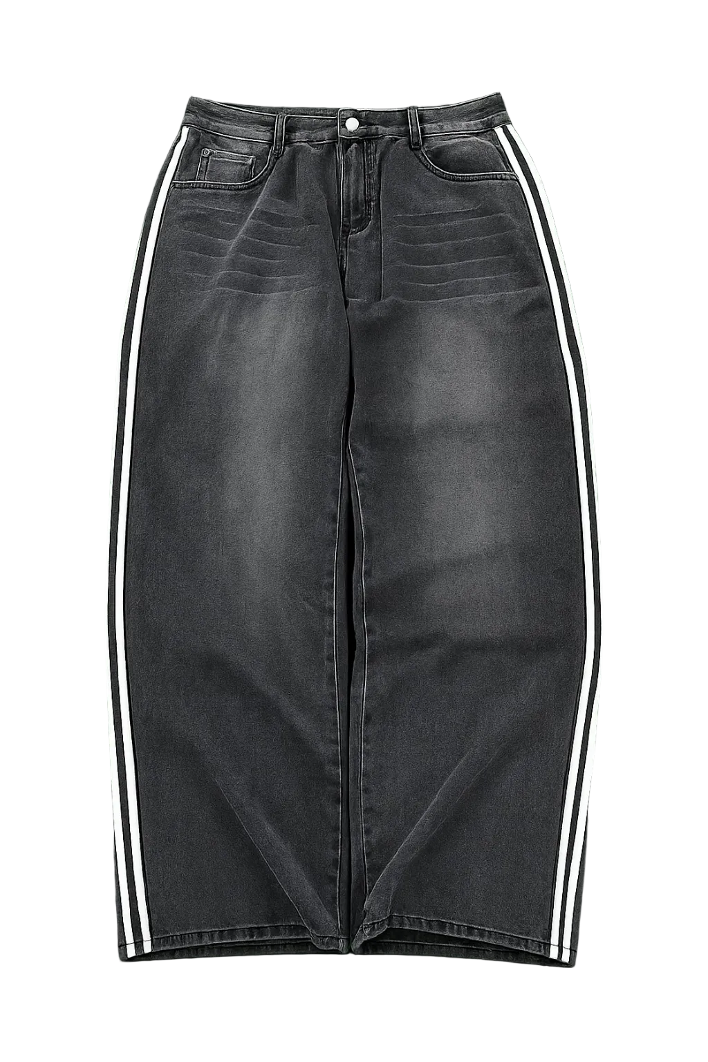 Black Baggy Track Denim Jeans