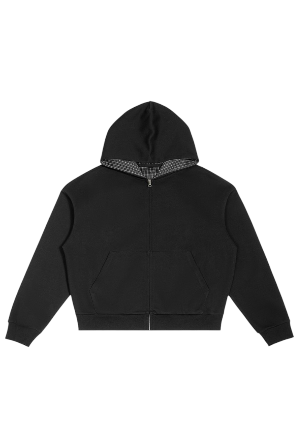 Plaid Boxy Zip Hoodie
