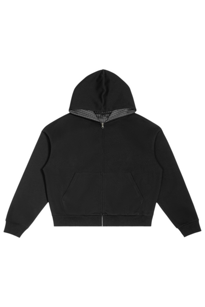 Plaid Boxy Zip Hoodie