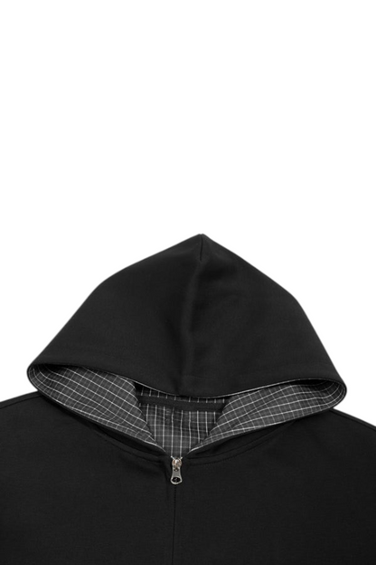 Plaid Boxy Zip Hoodie